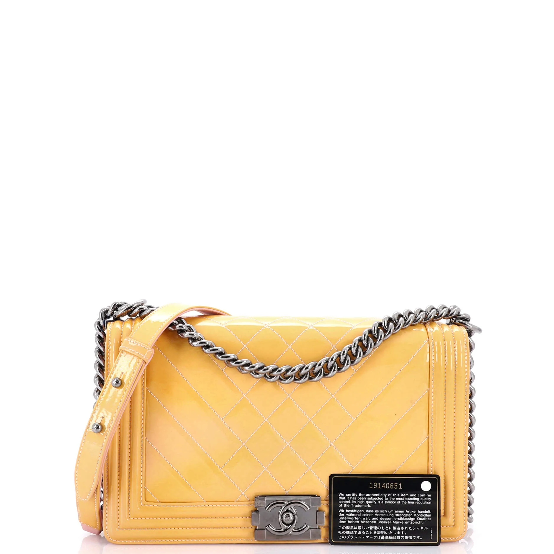 Chanel Boy Flap Bag Chevron Patent Old
