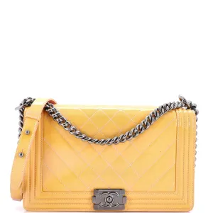 Chanel Boy Flap Bag Chevron Patent Old