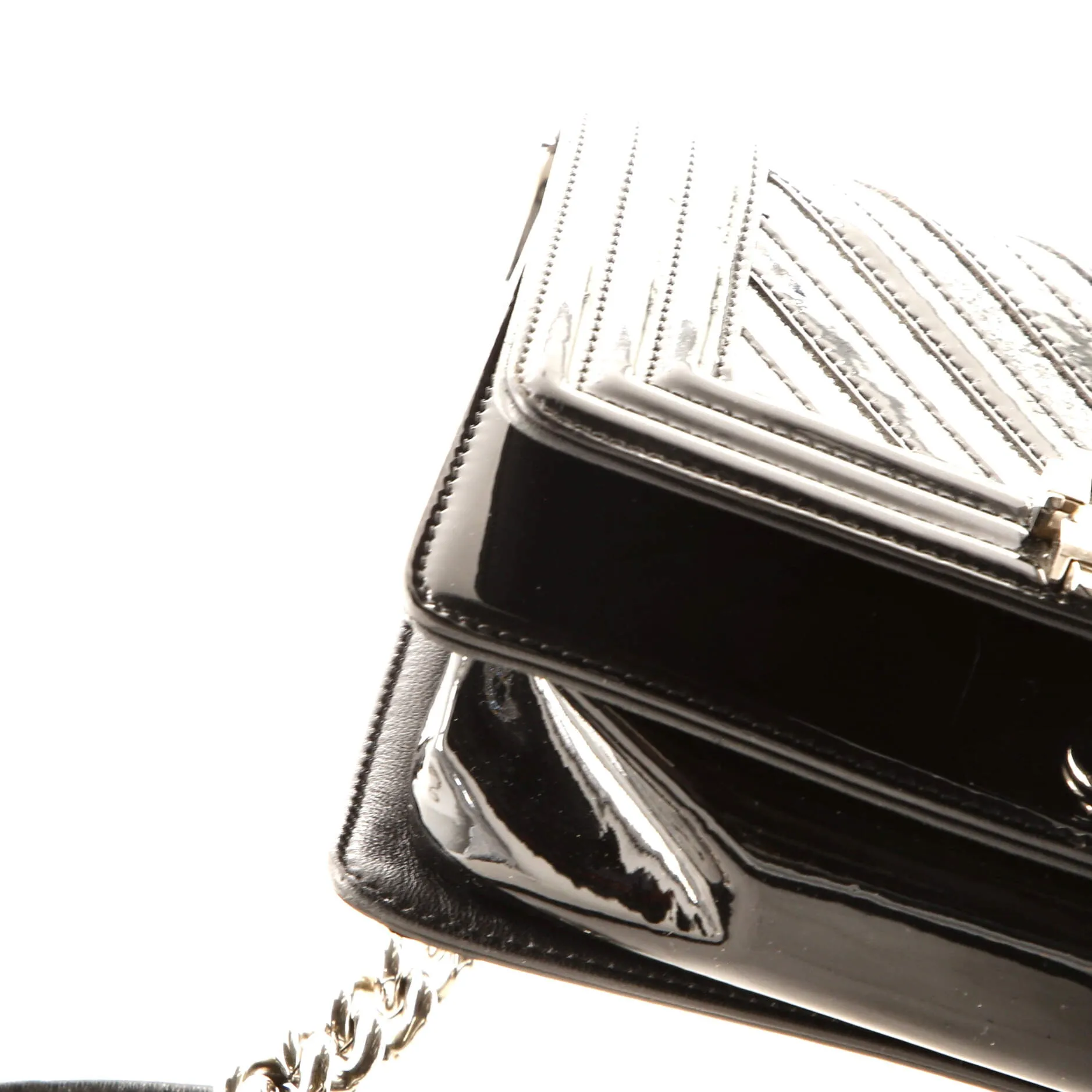 Chanel Boy Flap Bag Chevron Patent With
