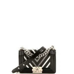Chanel Boy Flap Bag Chevron Patent With