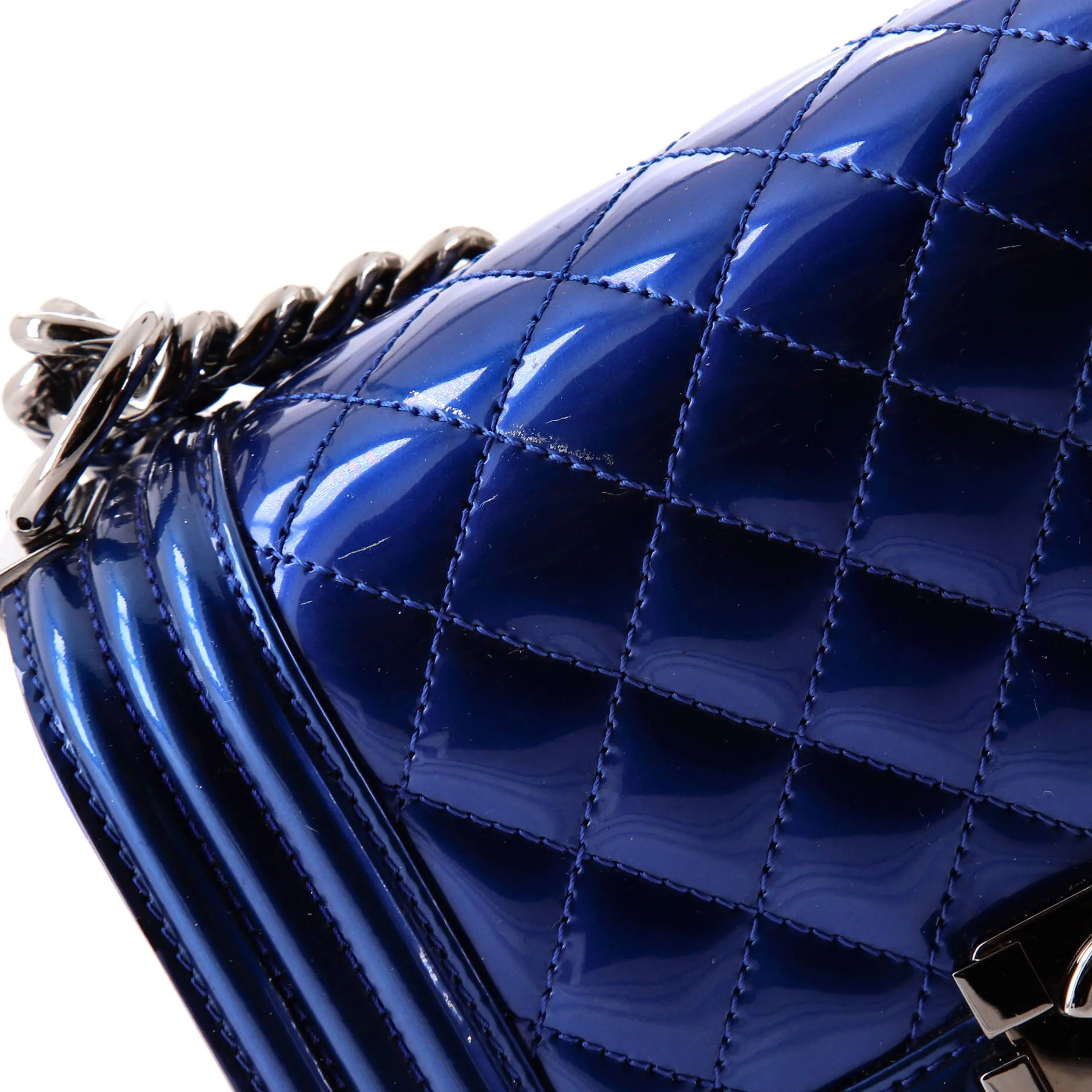 Chanel Boy Flap Bag Quilted Patent Small