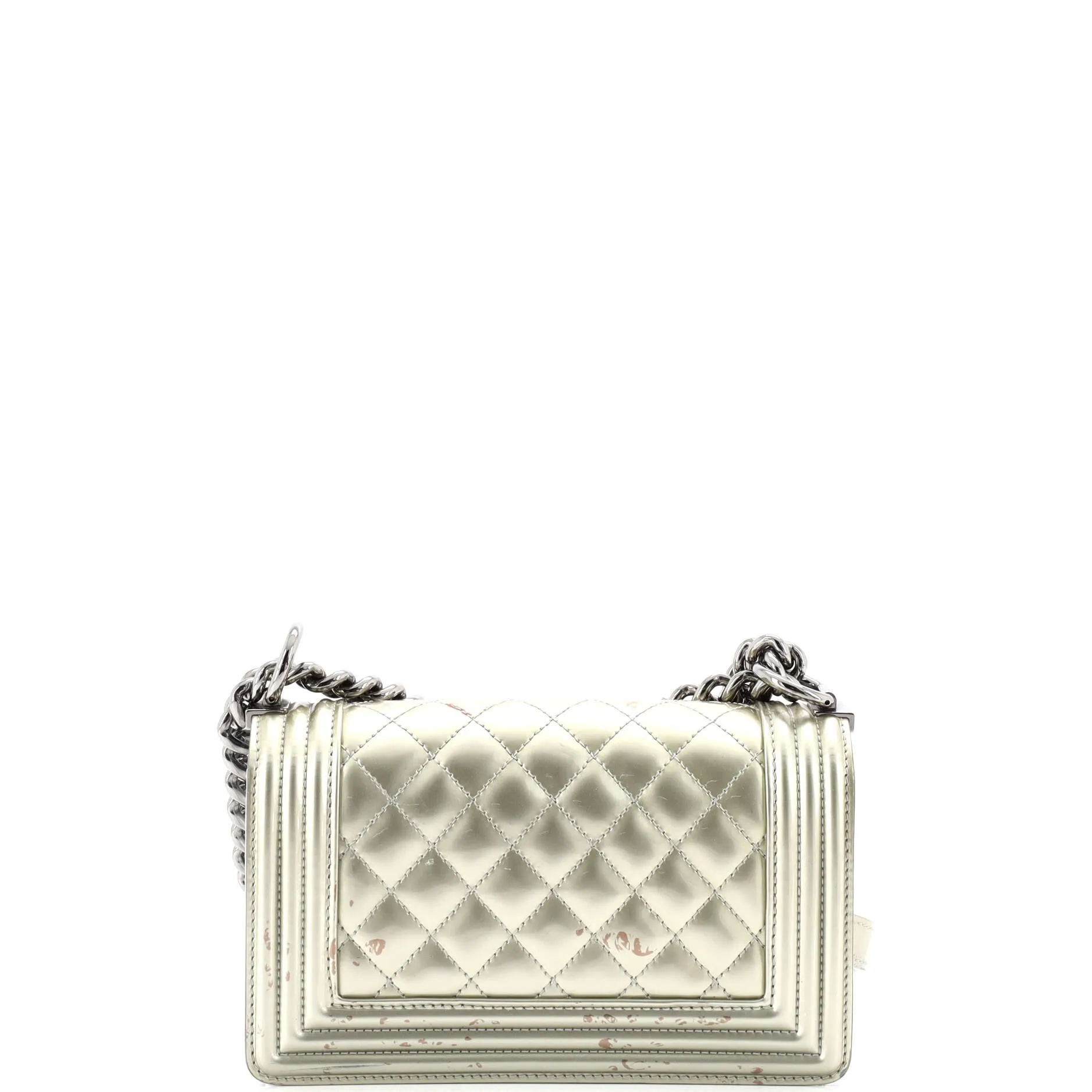 Chanel Boy Flap Bag Quilted Patent Small