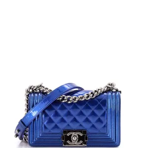 Chanel Boy Flap Bag Quilted Patent Small