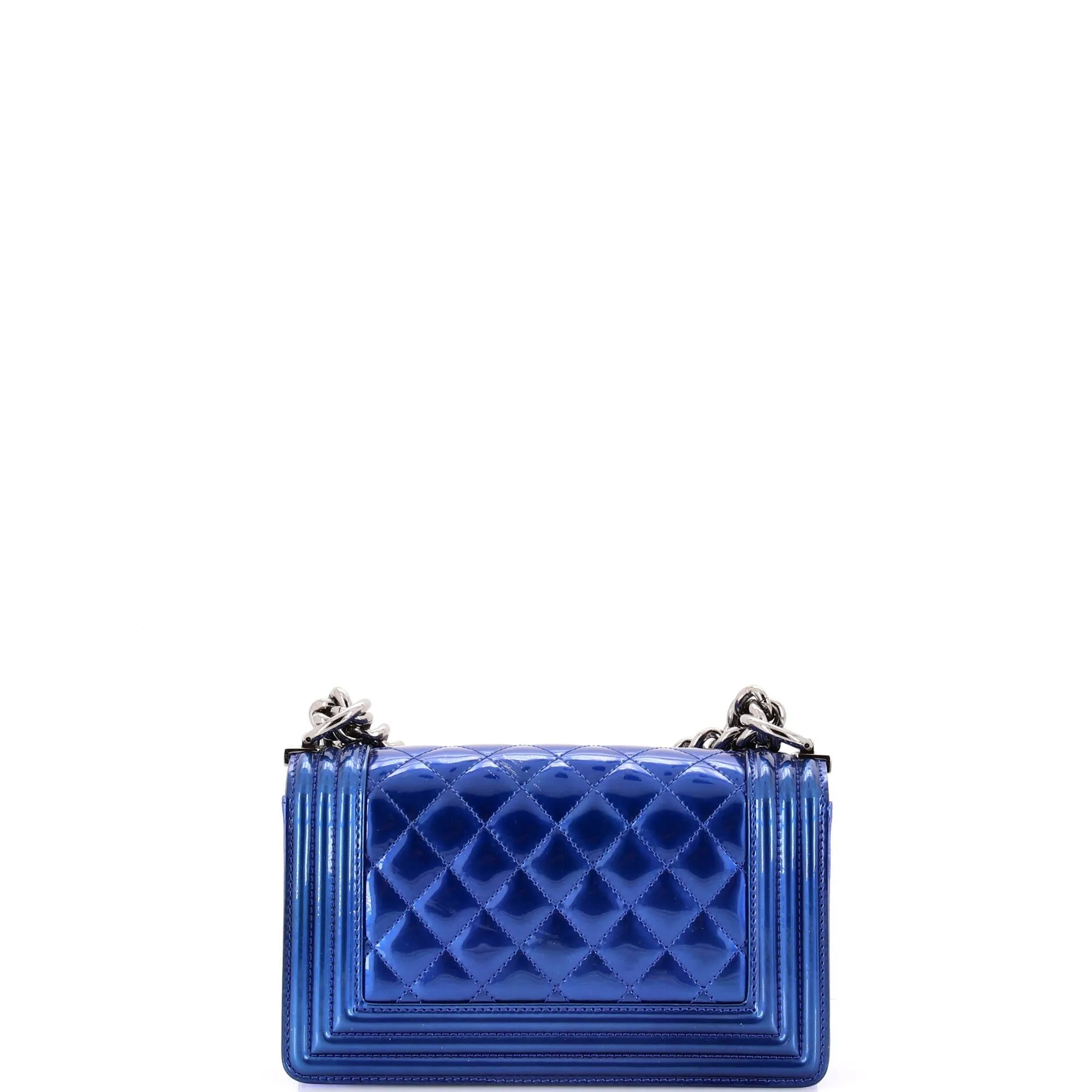 Chanel Boy Flap Bag Quilted Patent Small