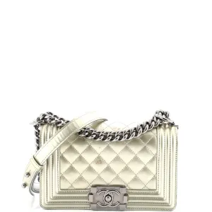 Chanel Boy Flap Bag Quilted Patent Small