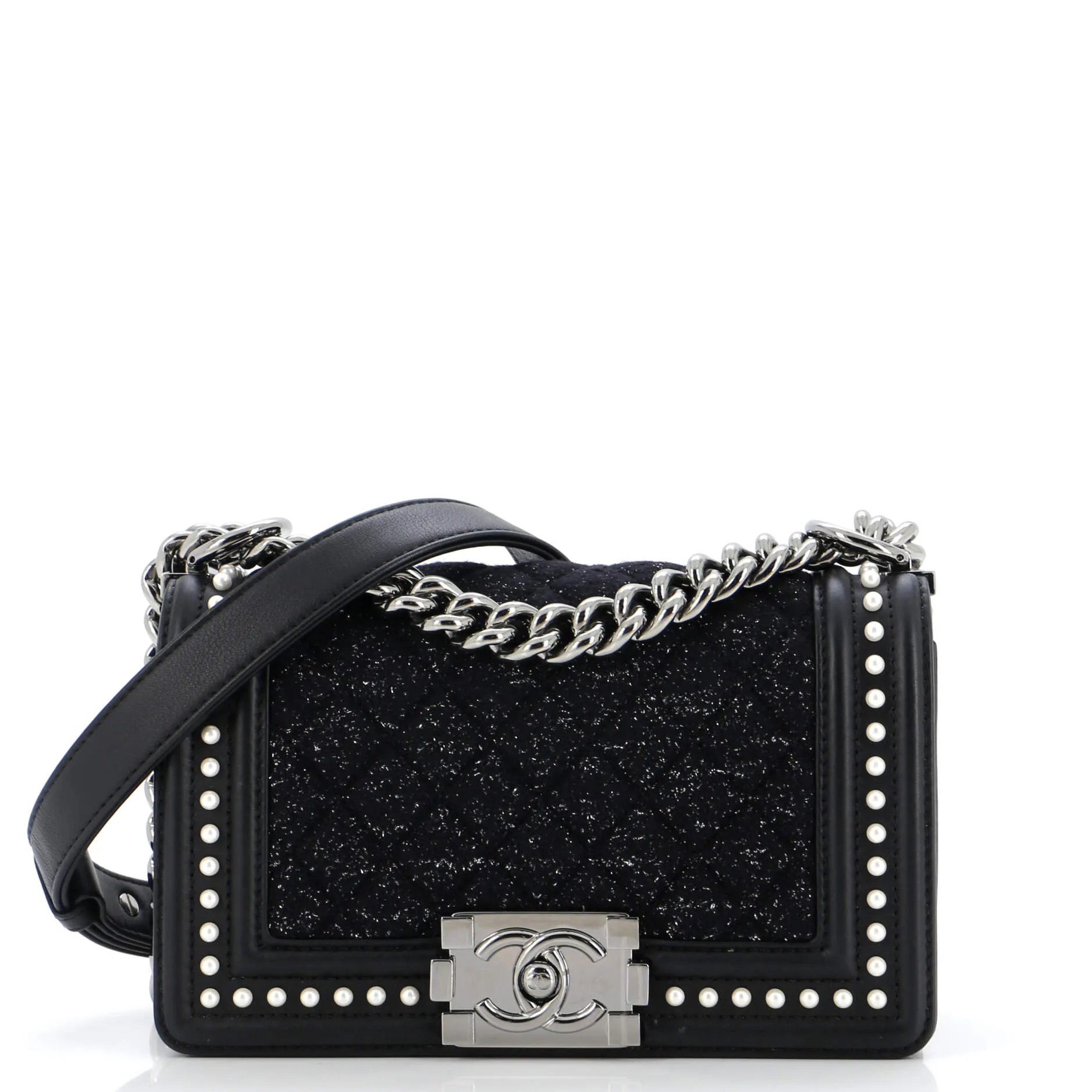 Chanel Boy Flap Bag Quilted Tweed With