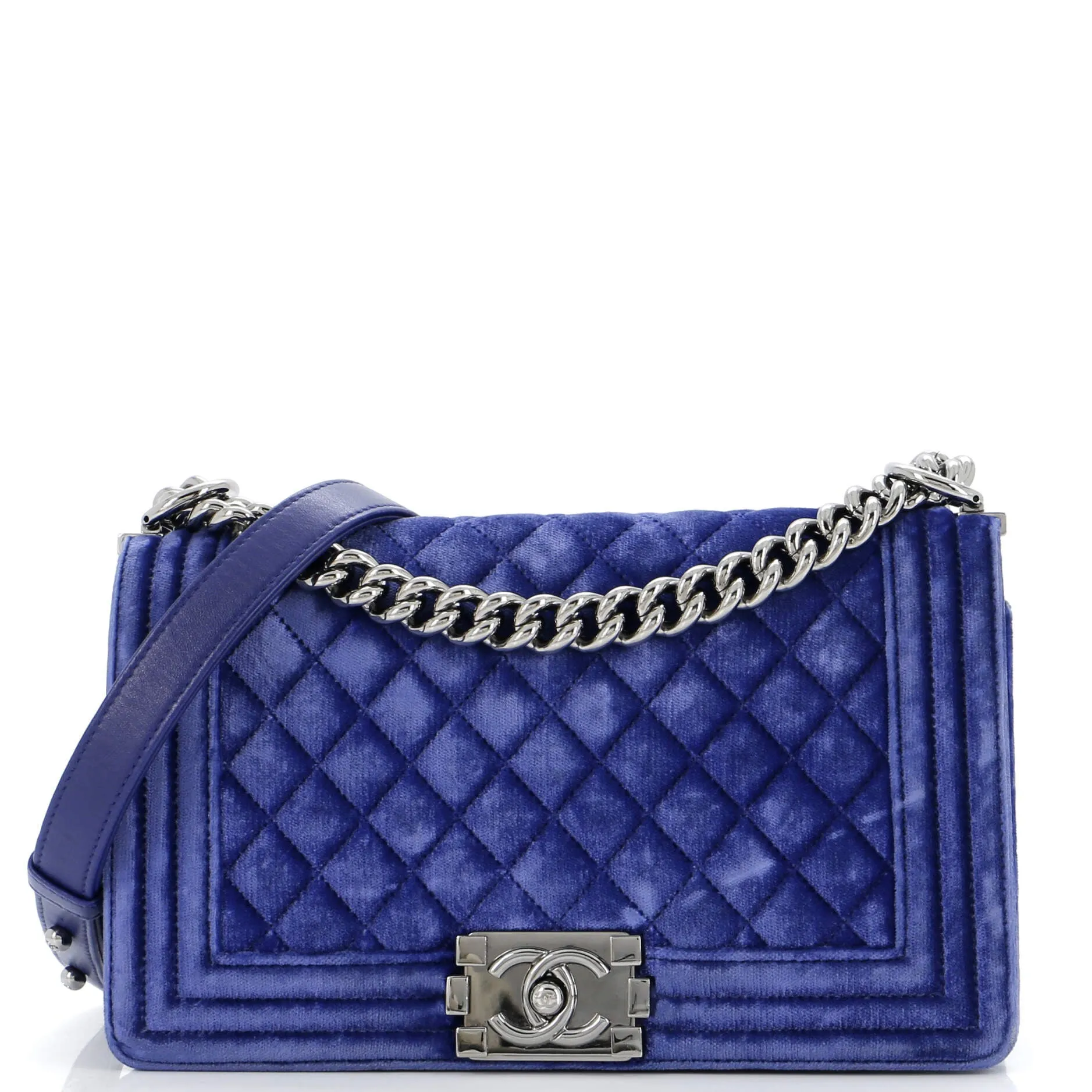 Chanel Boy Flap Bag Quilted Velvet Old