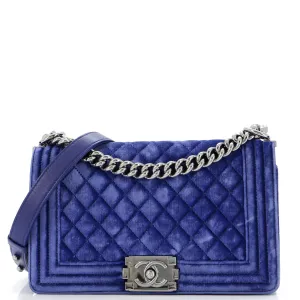 Chanel Boy Flap Bag Quilted Velvet Old