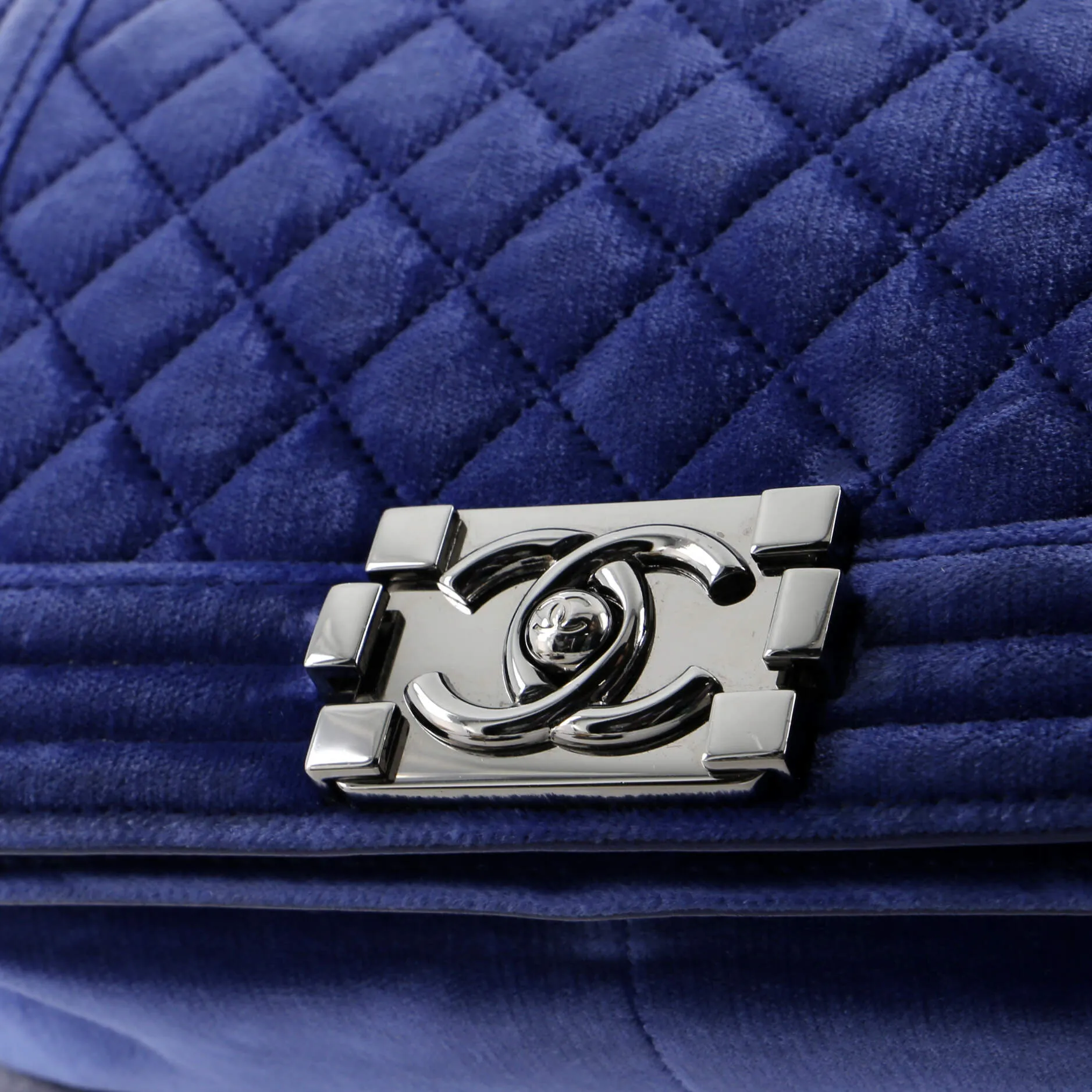 Chanel Boy Flap Bag Quilted Velvet Old