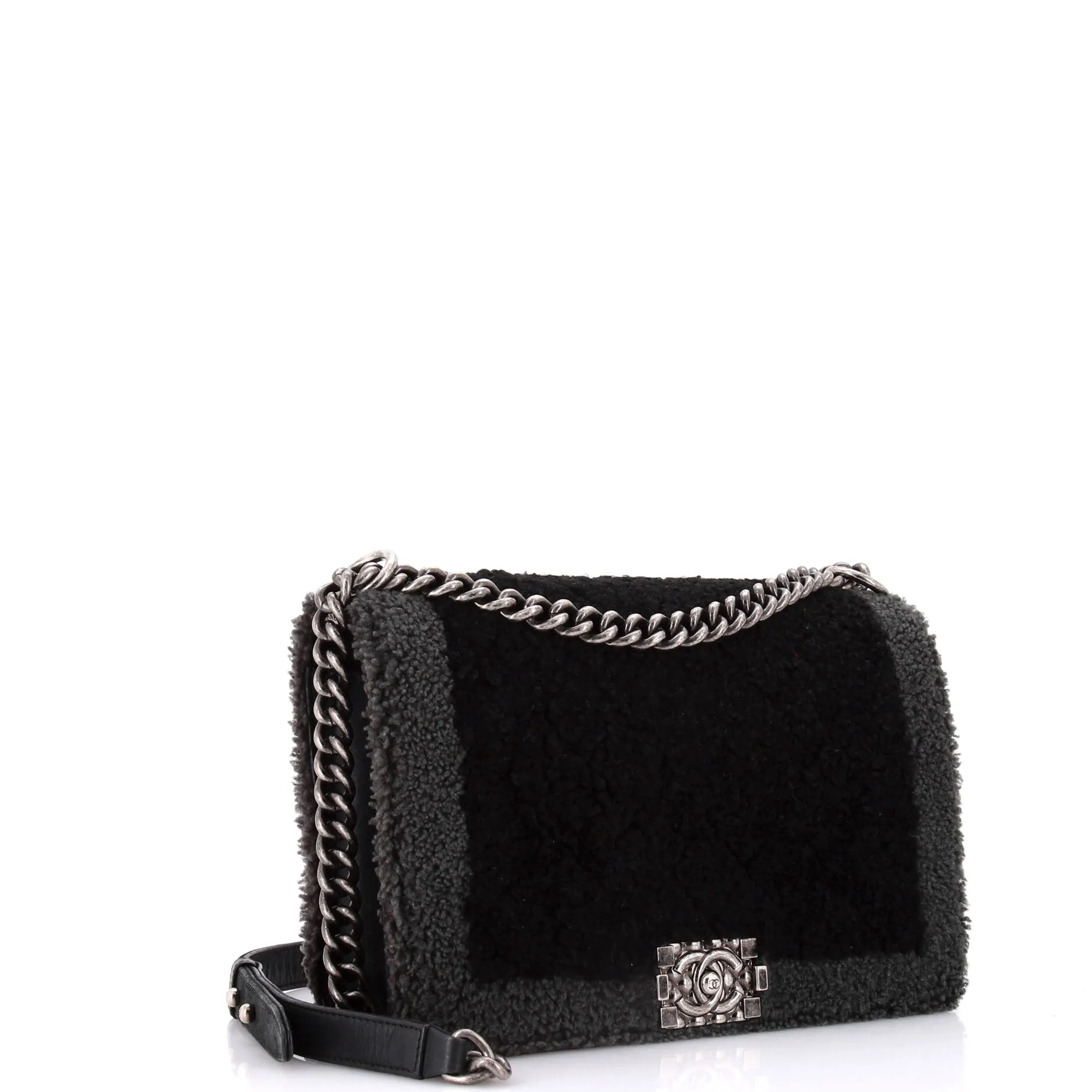 Chanel Boy Flap Bag Shearling New Medium