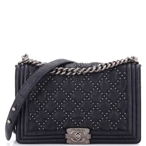 Chanel Boy Flap Bag Studded Quilted