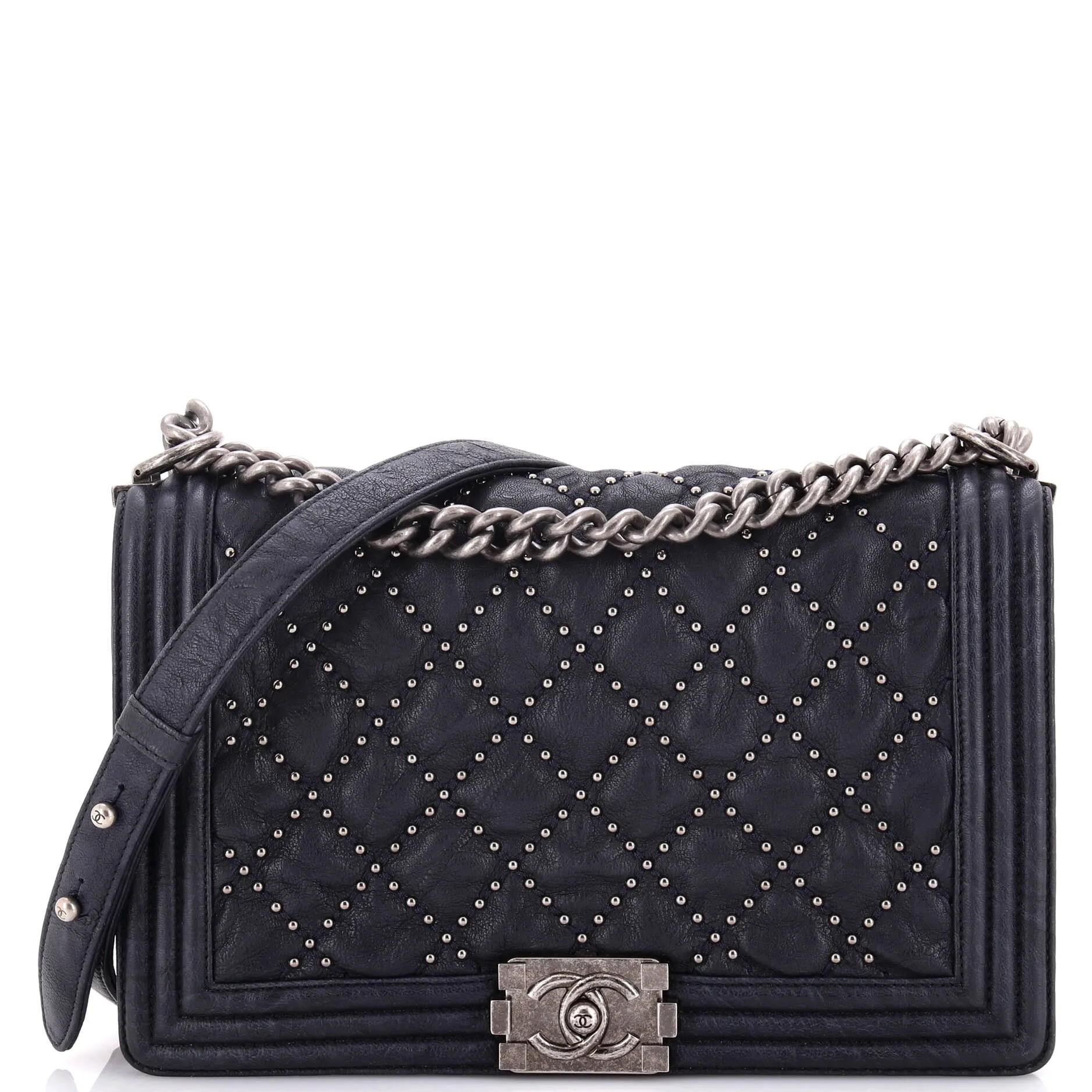 Chanel Boy Flap Bag Studded Quilted
