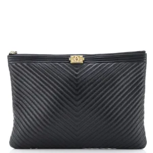 Chanel Boy O Case Clutch Chevron