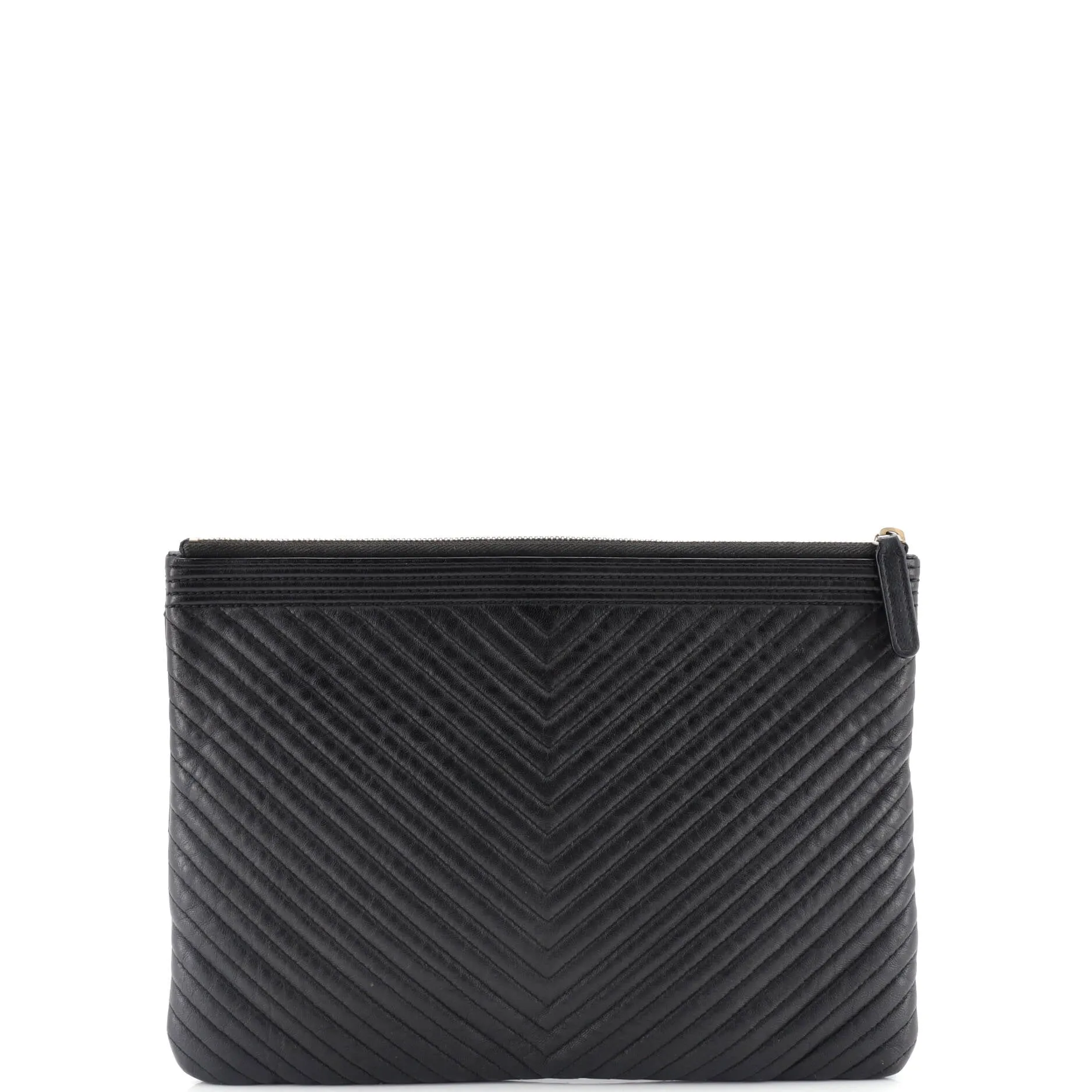 Chanel Boy O Case Clutch Chevron