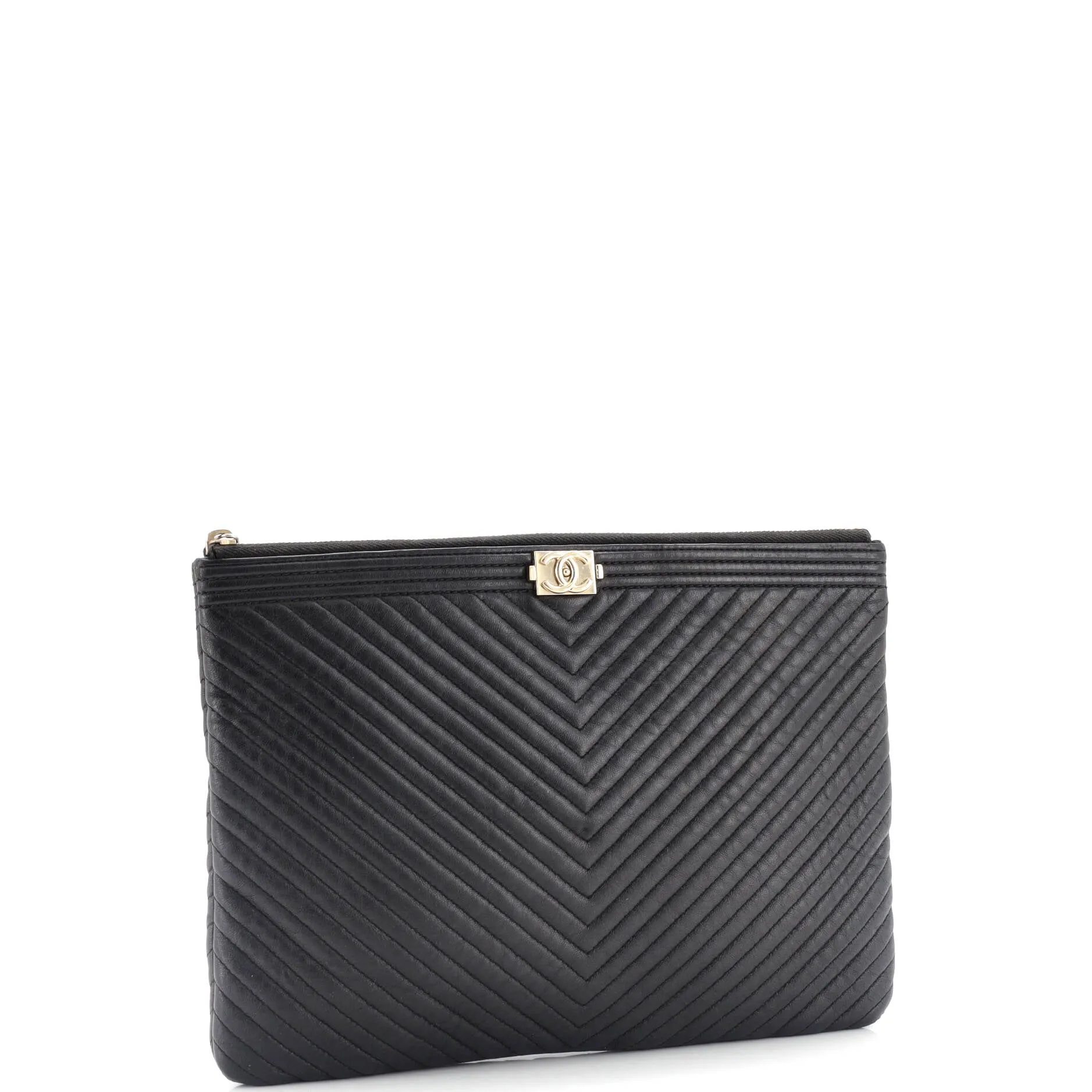Chanel Boy O Case Clutch Chevron