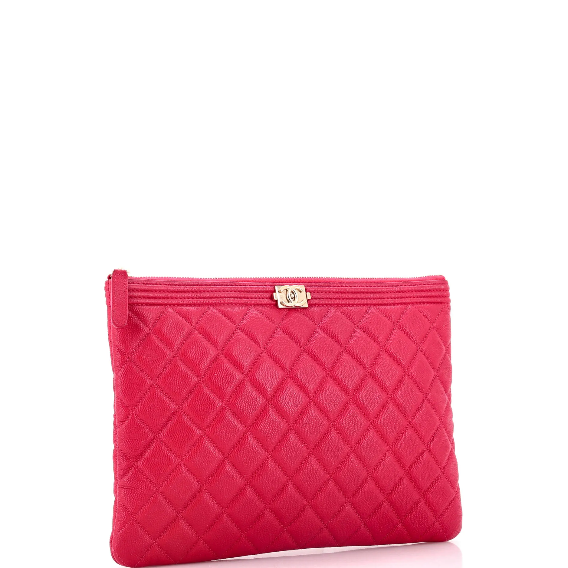 Chanel Boy O Case Clutch Quilted Caviar