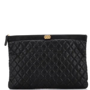 Chanel Boy O Case Clutch Quilted Caviar