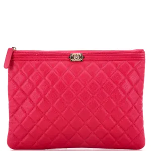 Chanel Boy O Case Clutch Quilted Caviar