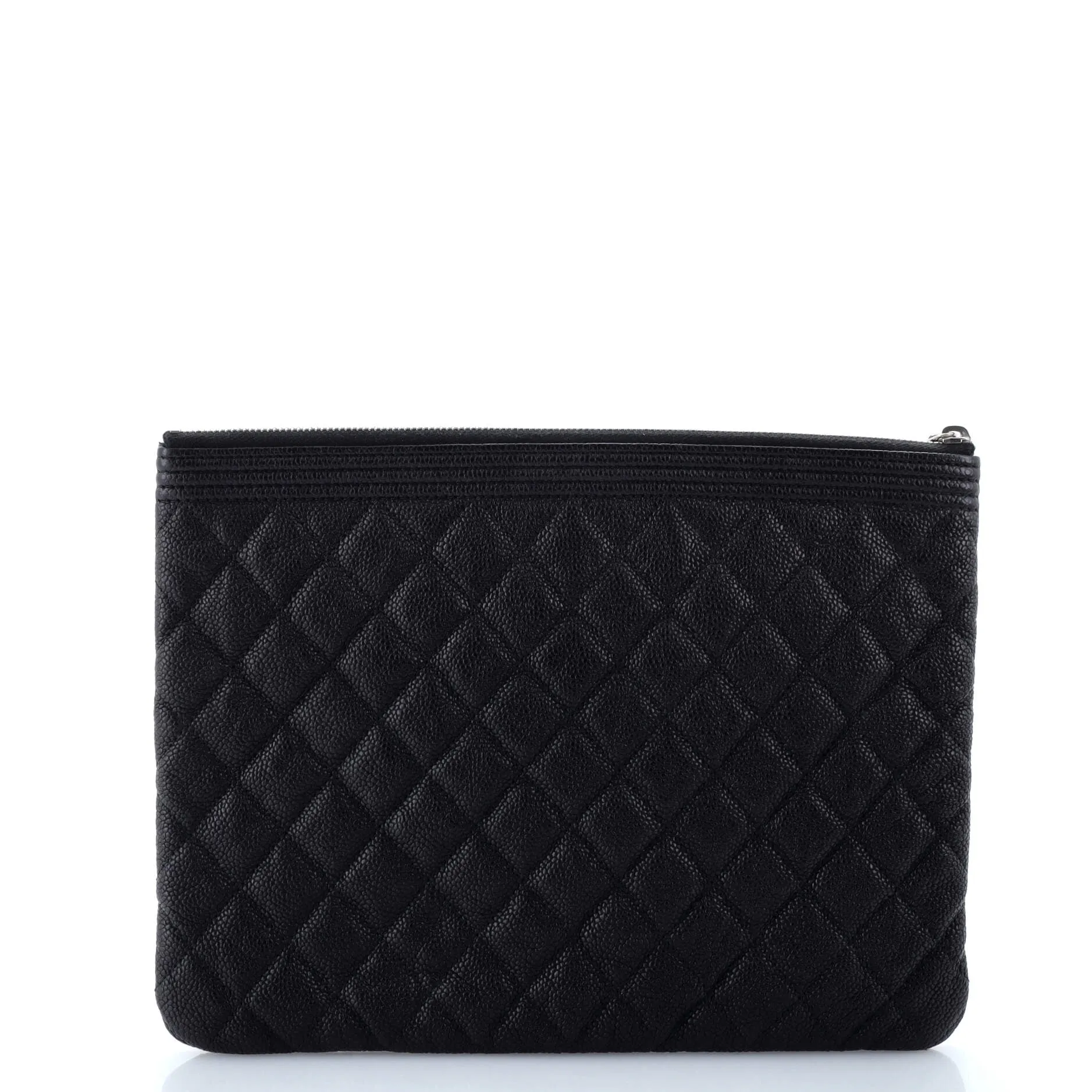 Chanel Boy O Case Clutch Quilted Caviar