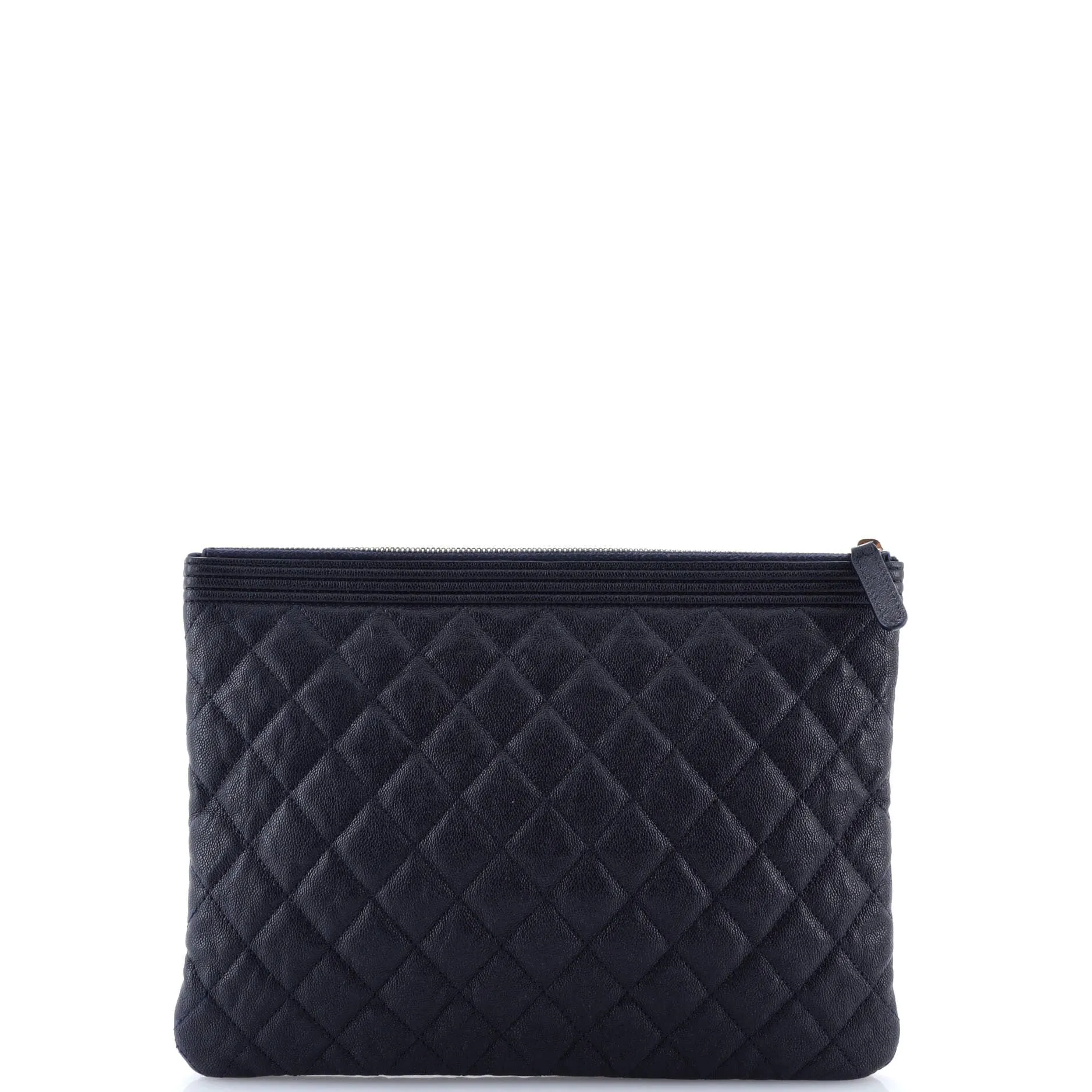 Chanel Boy O Case Clutch Quilted Caviar