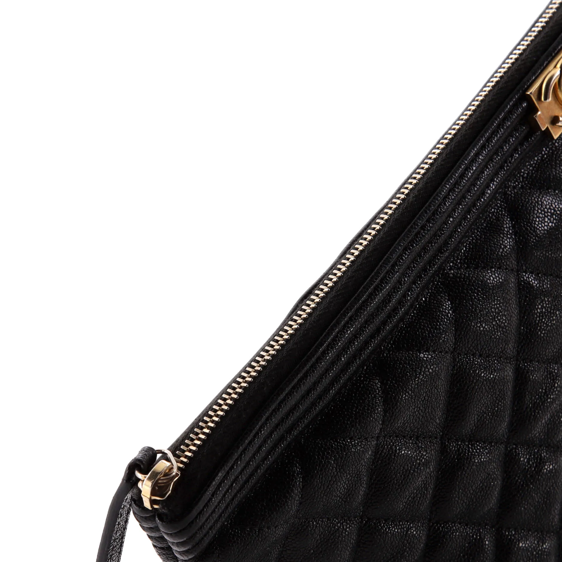 Chanel Boy O Case Clutch Quilted Caviar