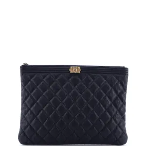 Chanel Boy O Case Clutch Quilted Caviar