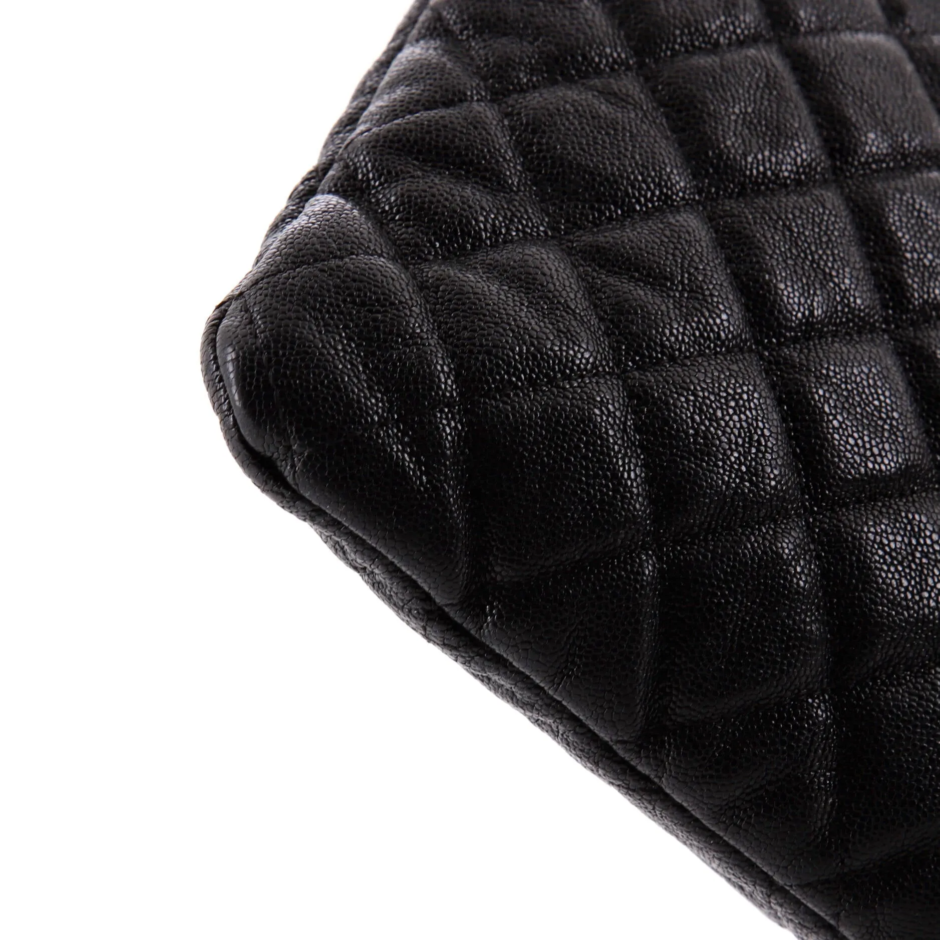 Chanel Boy O Case Clutch Quilted Caviar