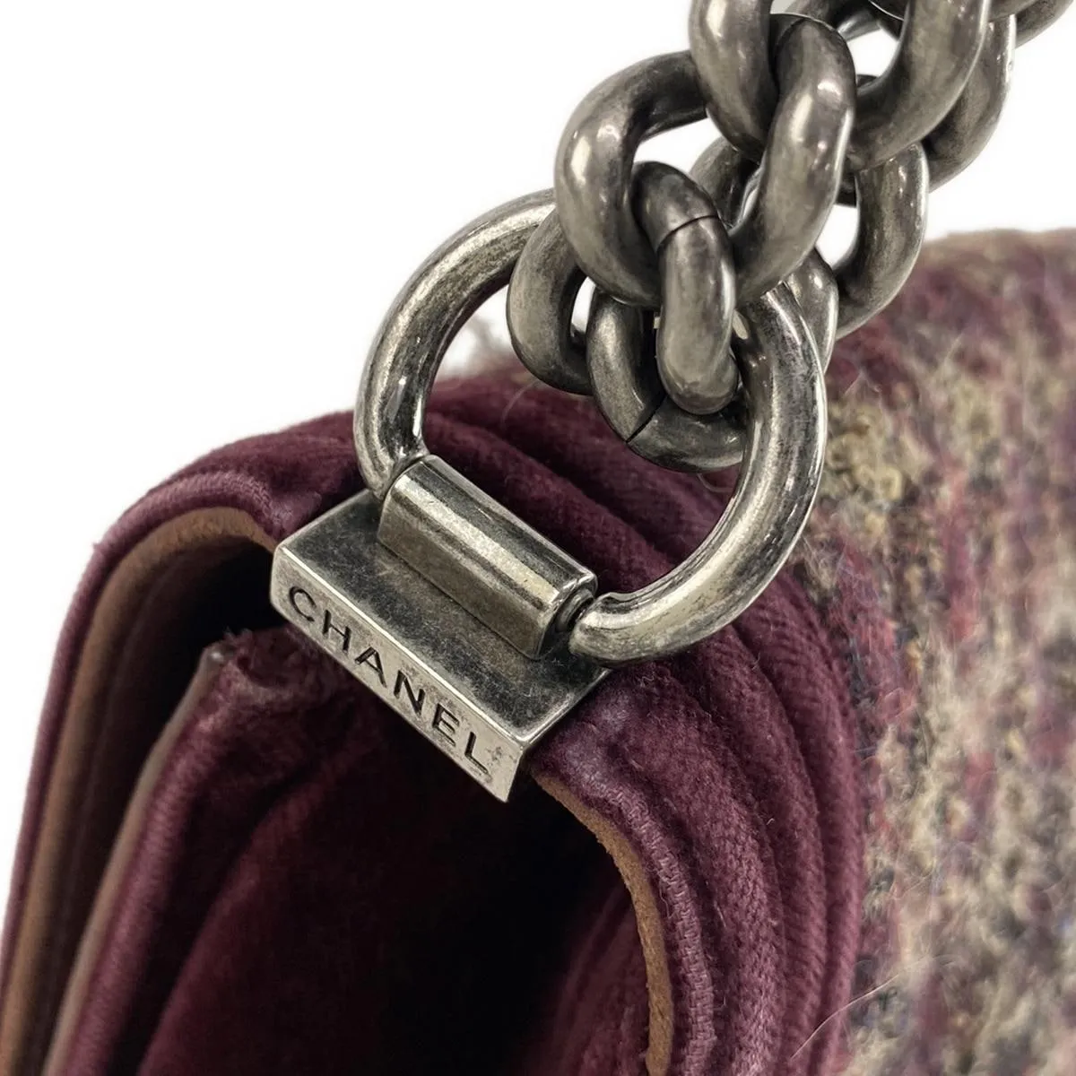 Chanel Boy Shoulder Bag Bordeaux Beige