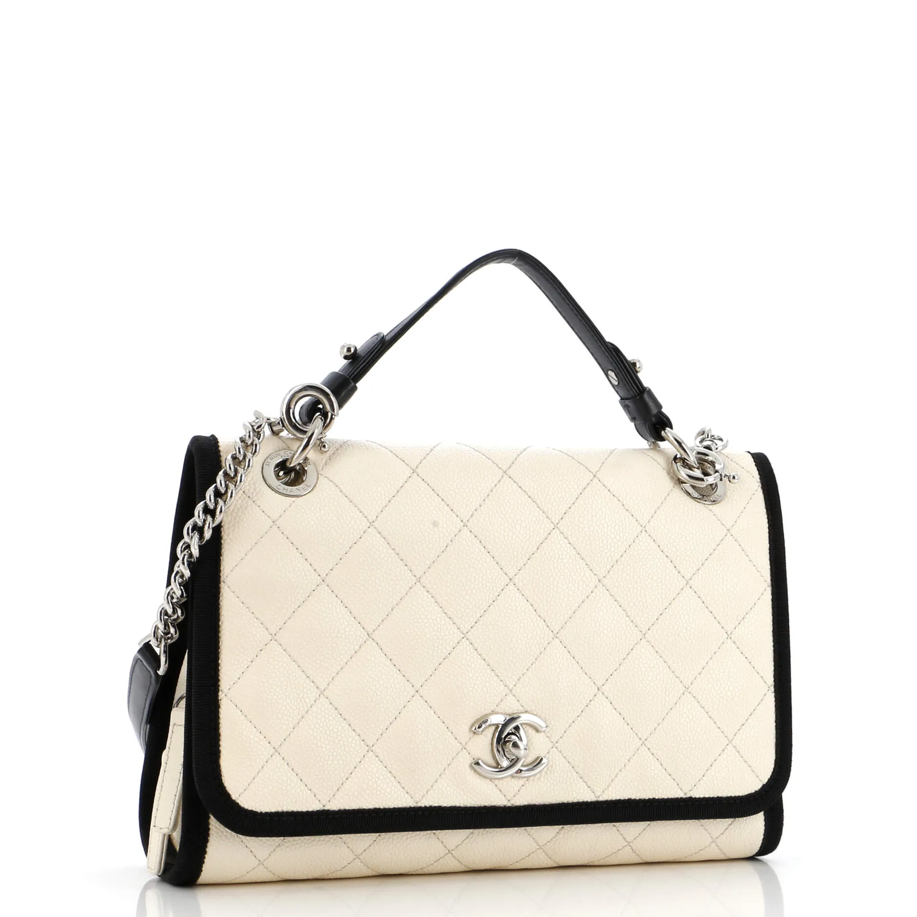 Chanel Cc Top Handle Flap Bag Quilted
