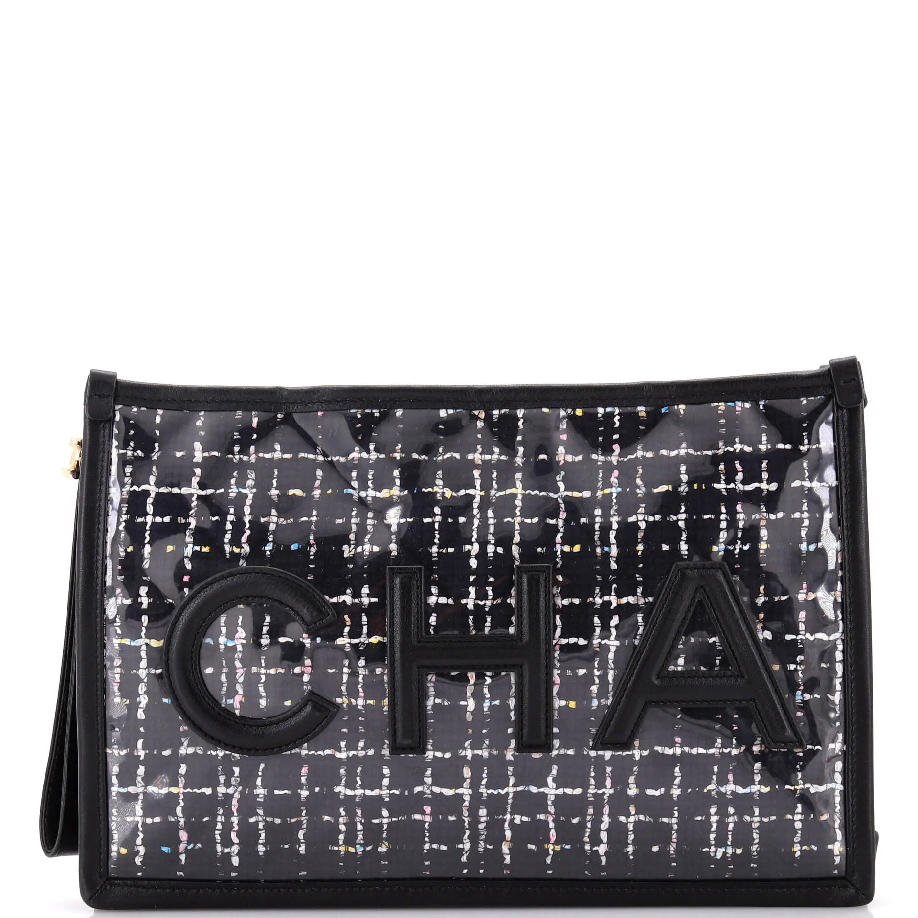 Chanel Logo Wristlet Clutch Pvc Over