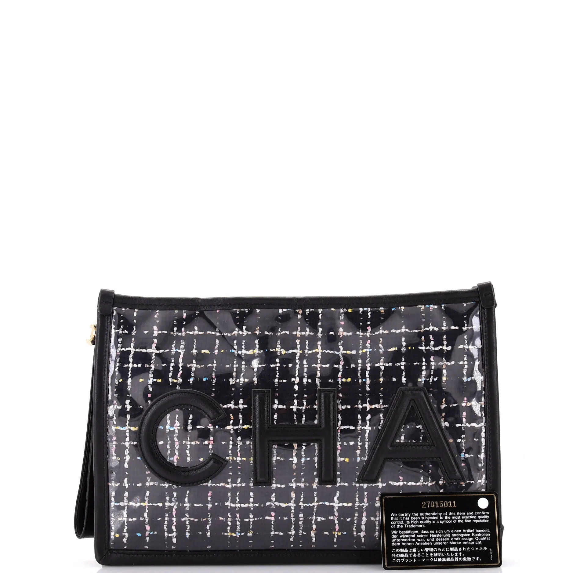 Chanel Logo Wristlet Clutch Pvc Over