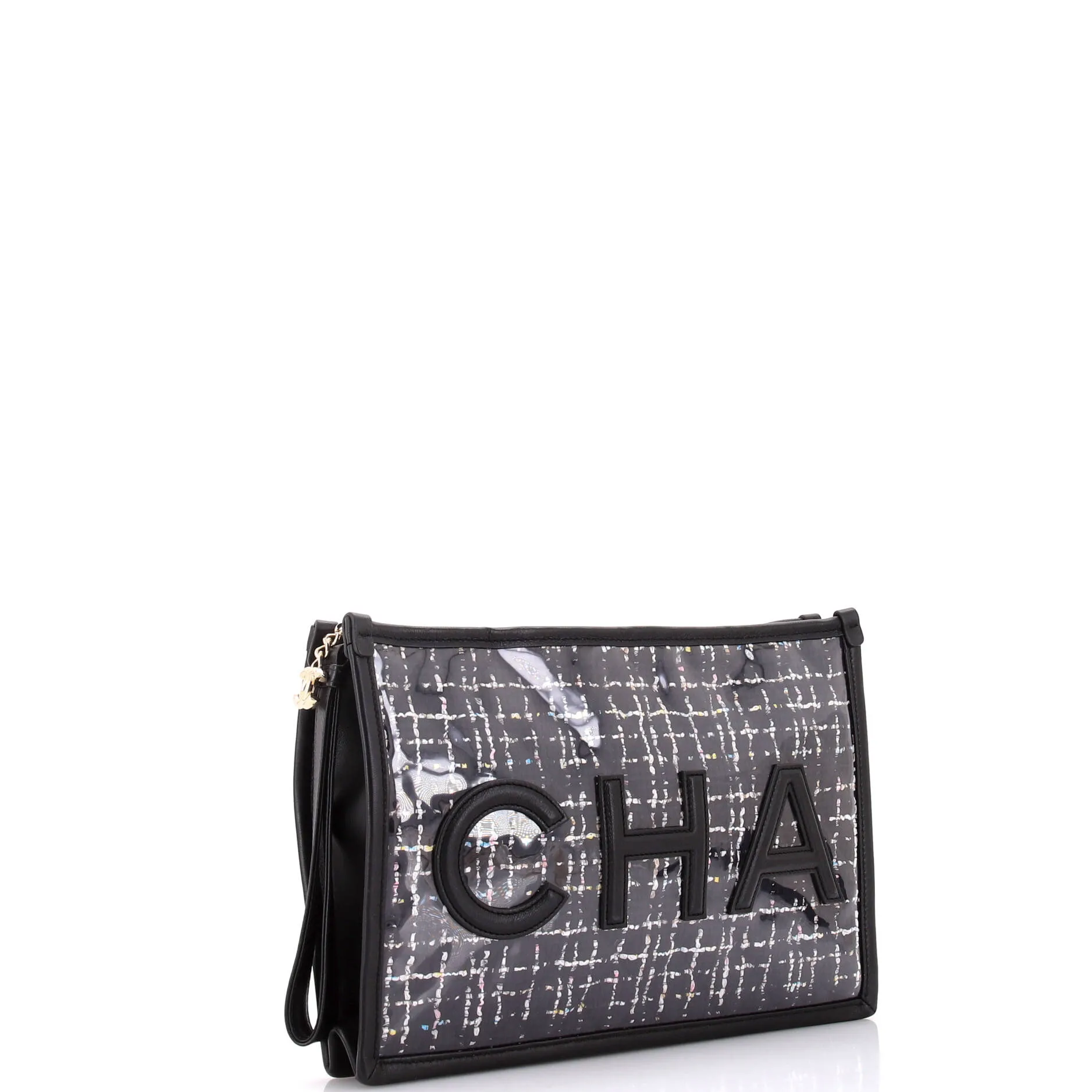 Chanel Logo Wristlet Clutch Pvc Over