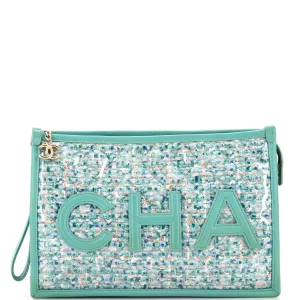 Chanel Logo Wristlet Clutch Pvc Over
