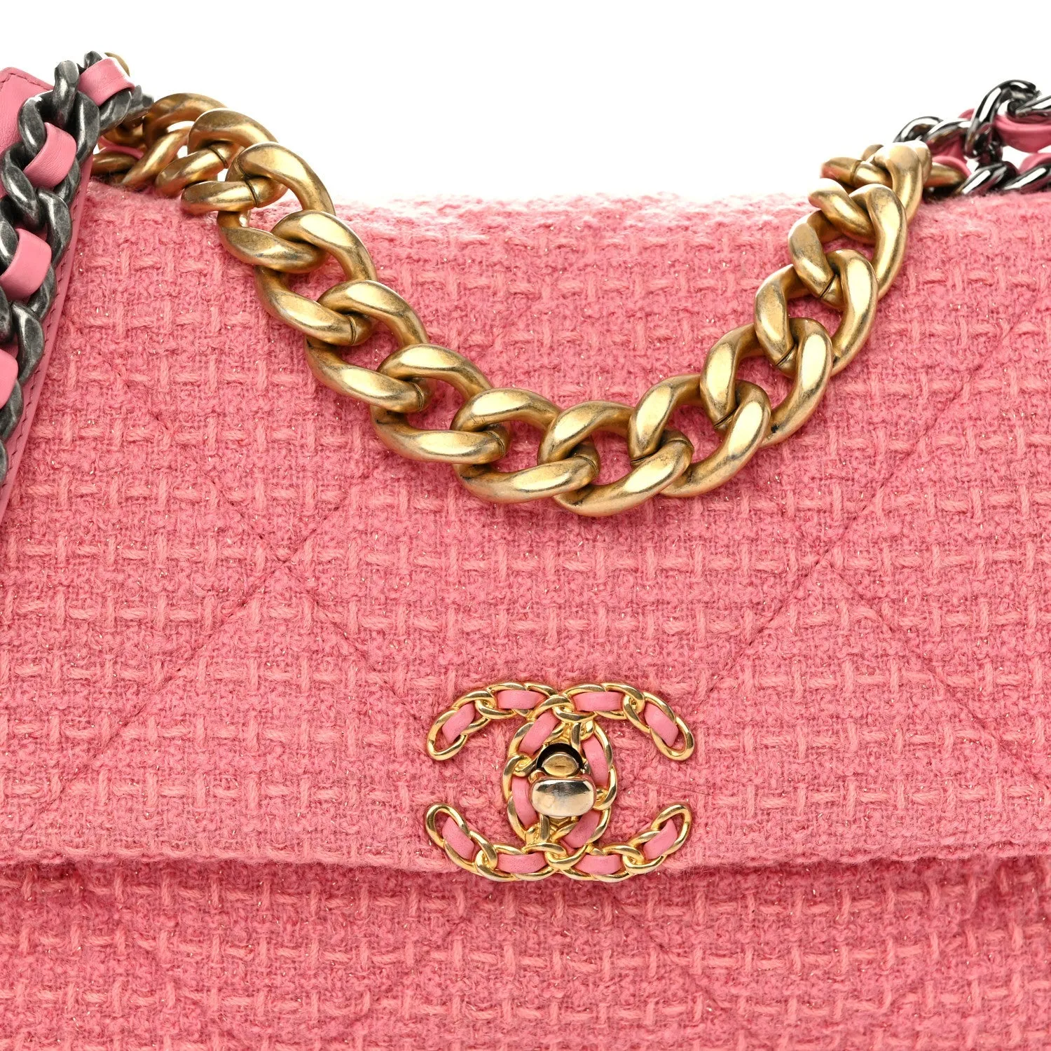 Chanel Metallic Tweed Quilted Large 19