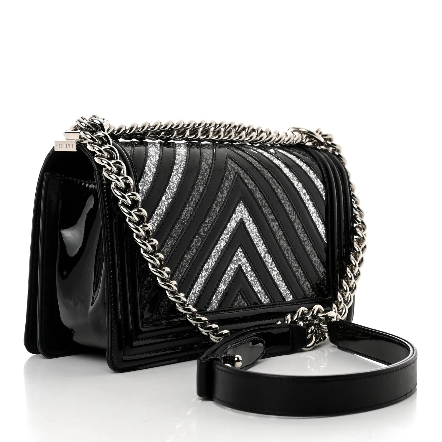 Chanel Patent Glitter Pvc Chevron