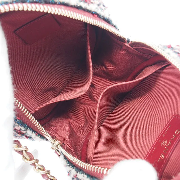 Chanel Round Tweed Shoulder Bag Crossbody Bag Acorn Motif Chain