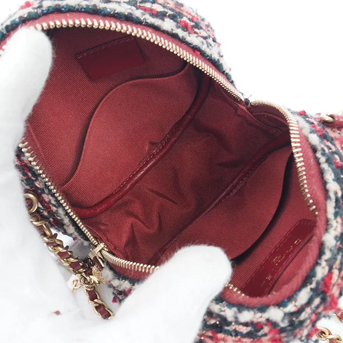 Chanel Round Tweed Shoulder Bag Crossbody Bag Acorn Motif Chain