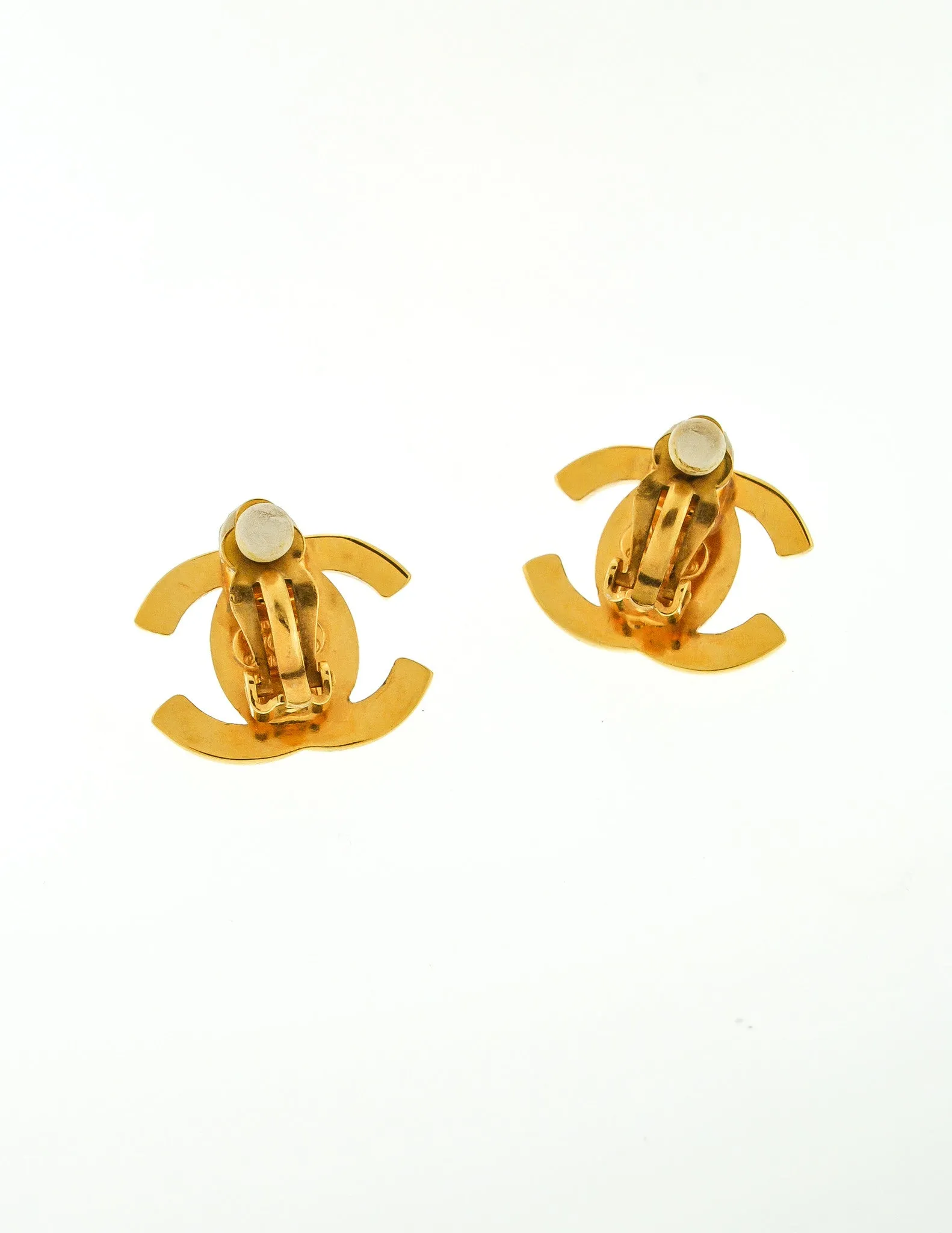 Chanel Vintage Mini Turn Lock CC Clasp Earrings