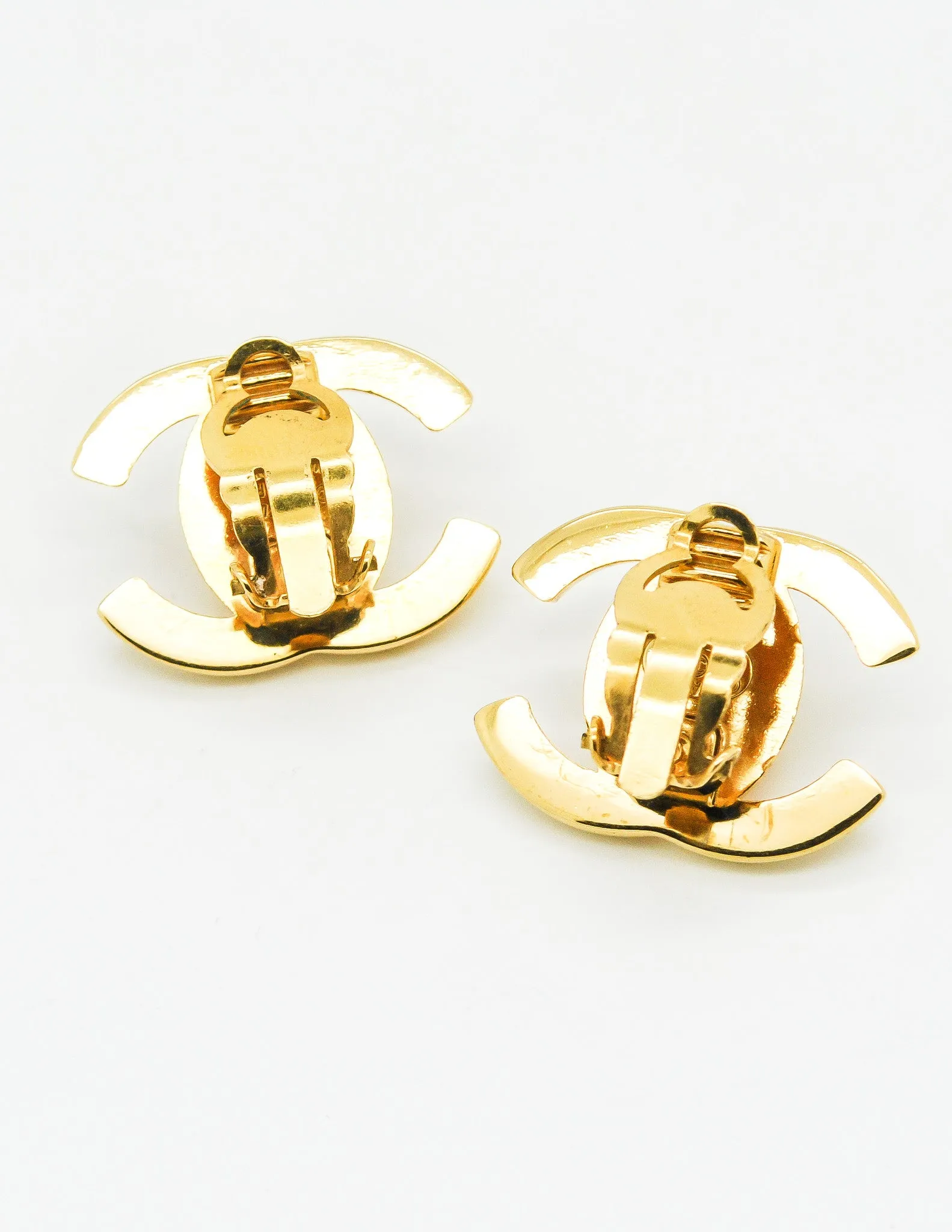 Chanel Vintage Turn Lock CC Clasp Earrings