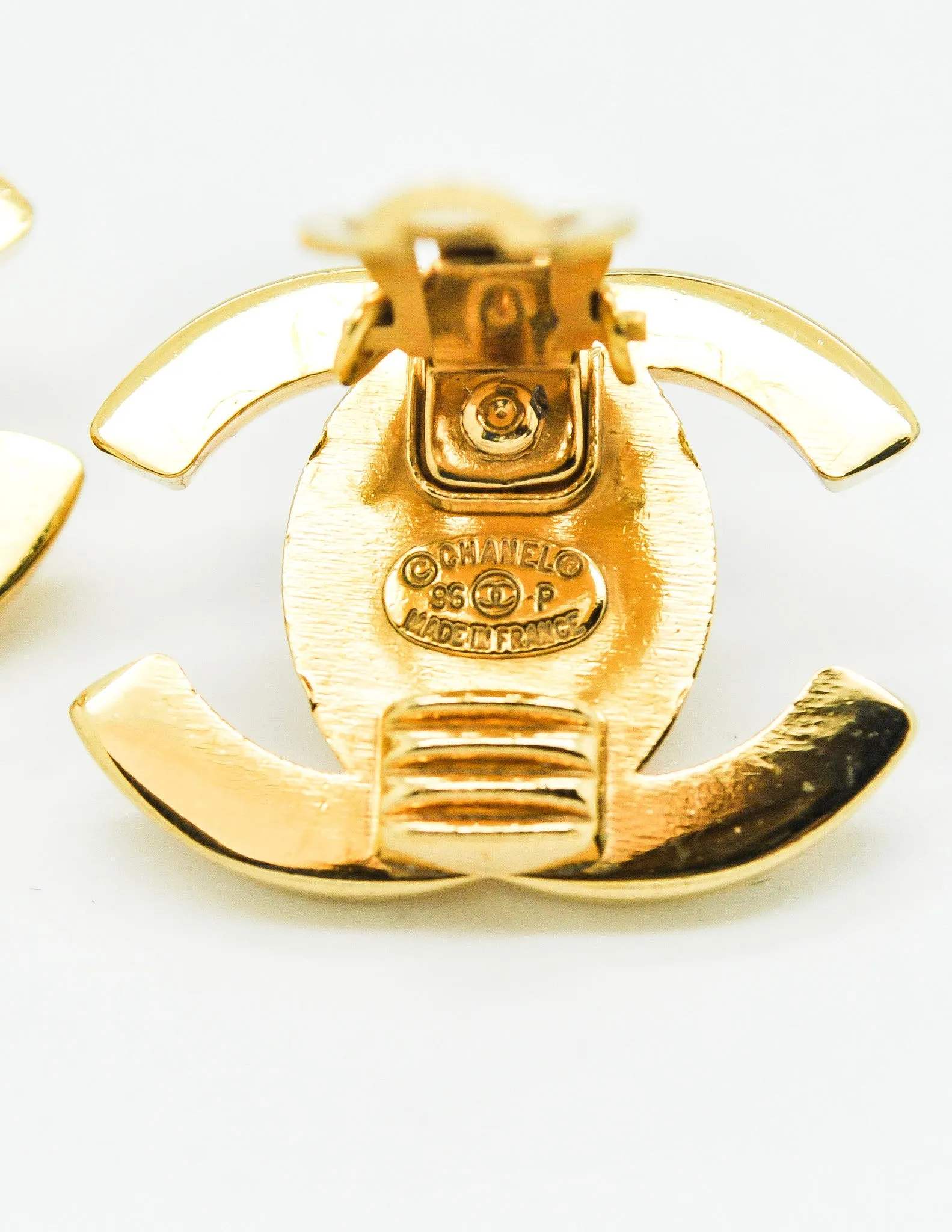 Chanel Vintage Turn Lock CC Clasp Earrings