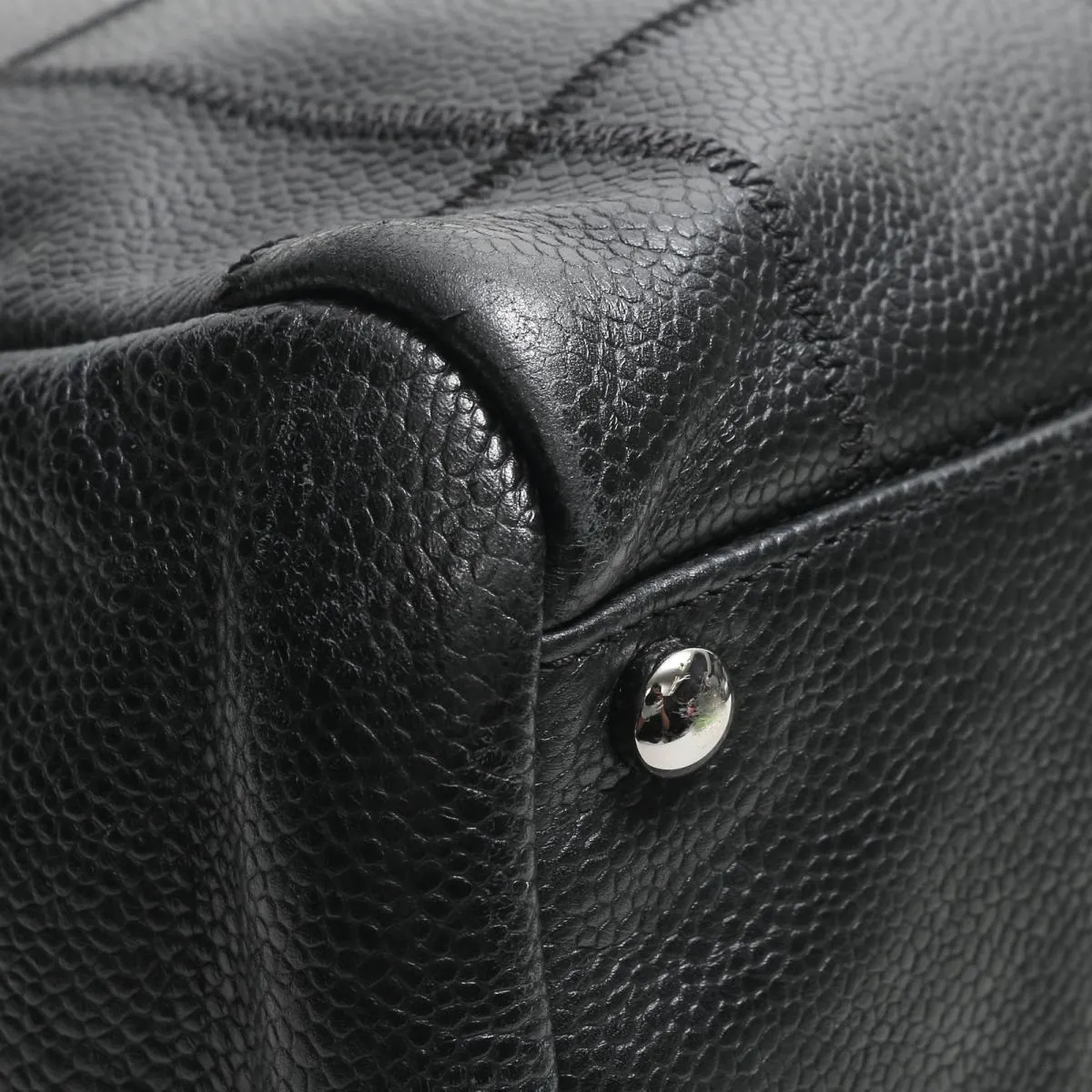 Chocolate Bar Caviar Leather Boston Bag