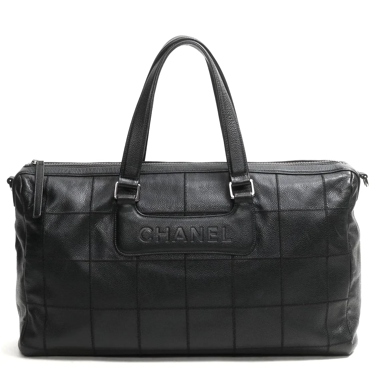 Chocolate Bar Caviar Leather Boston Bag