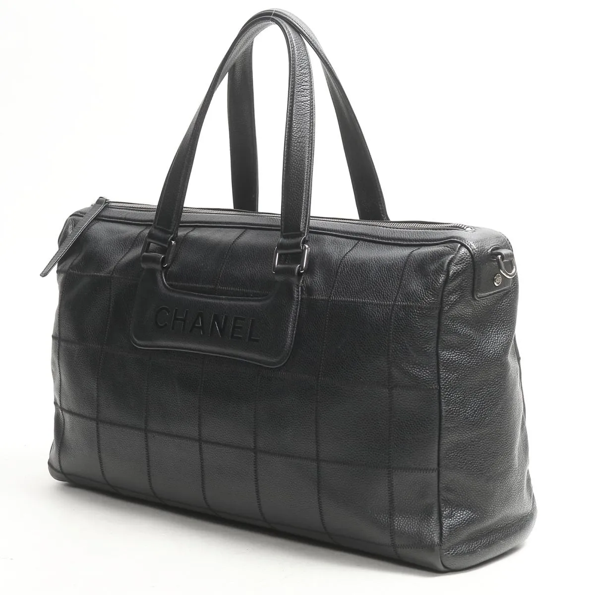 Chocolate Bar Caviar Leather Boston Bag