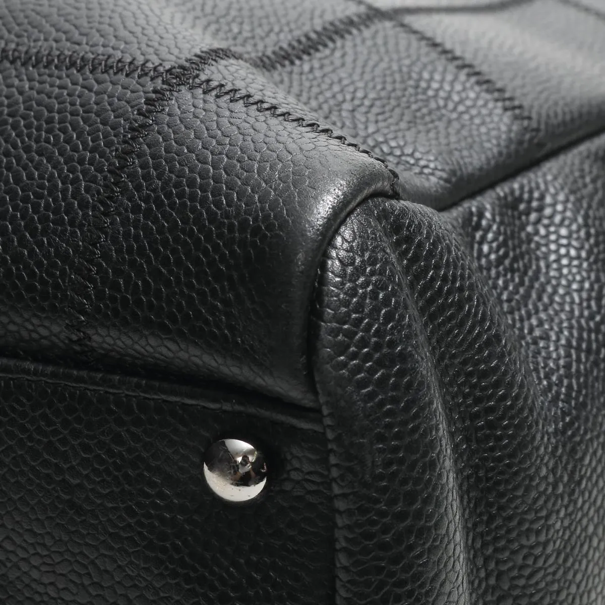 Chocolate Bar Caviar Leather Boston Bag