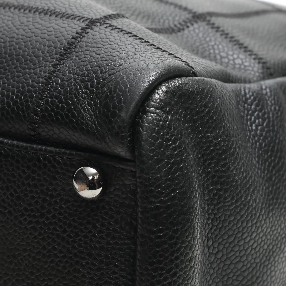 Chocolate Bar Caviar Leather Boston Bag