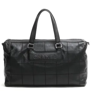 Chocolate Bar Caviar Leather Boston Bag