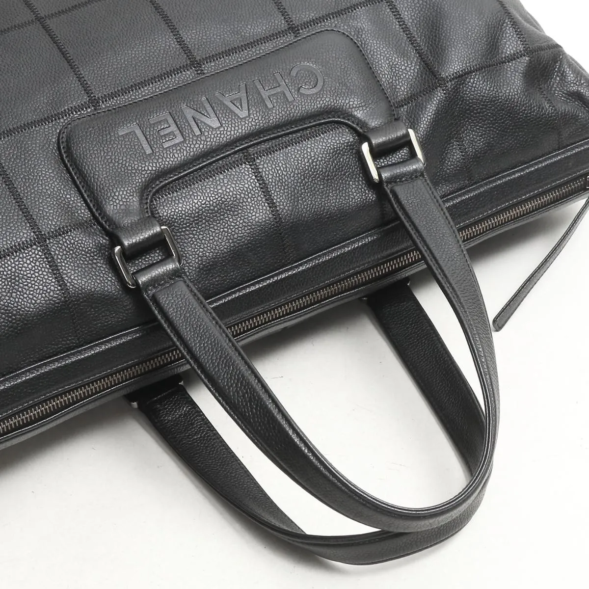 Chocolate Bar Caviar Leather Boston Bag