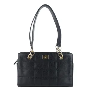 Chocolate Bar Caviar Leather Shoulder Bag