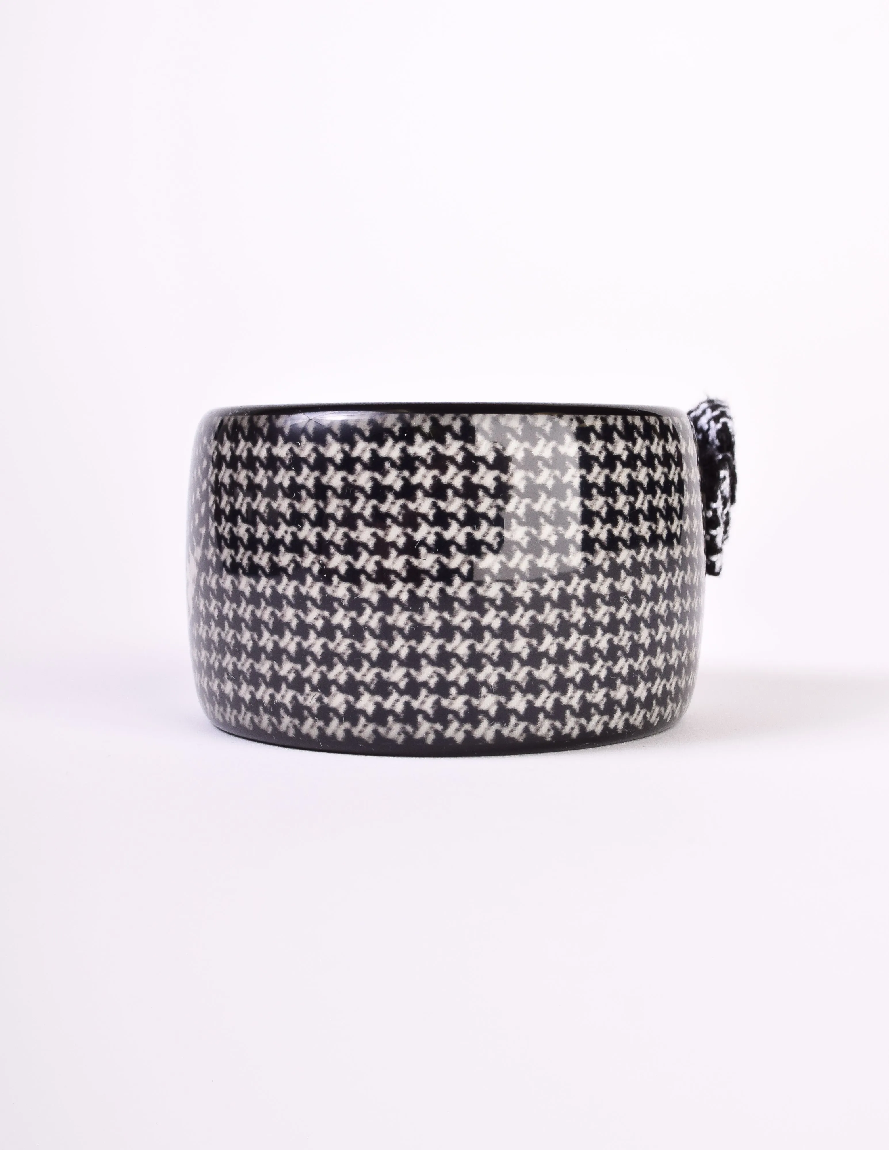 Christian Dior Vintage Black and White Houndstooth Resin Bangle Bracelet