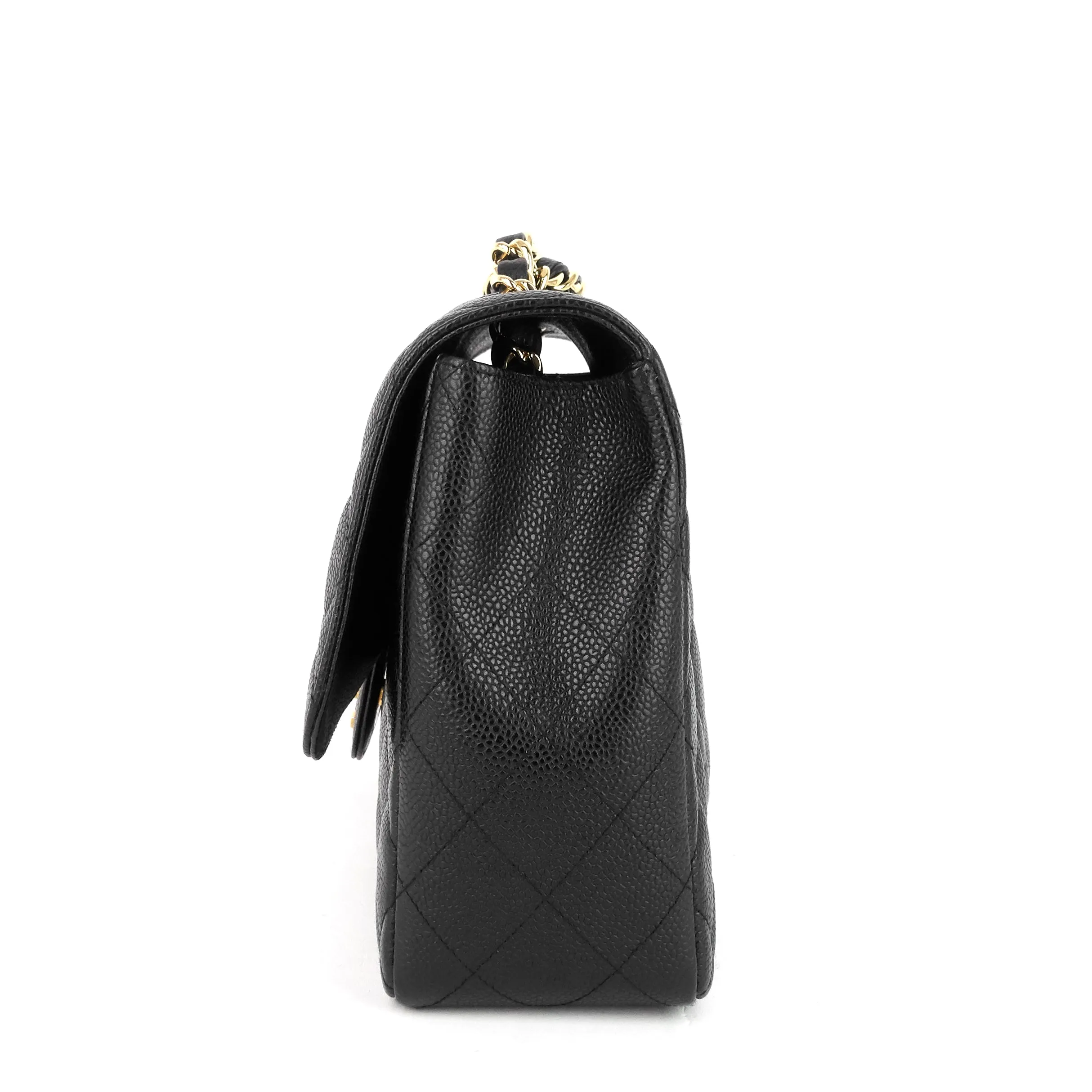 Classic Single Flap Jumbo Caviar Leather Bag